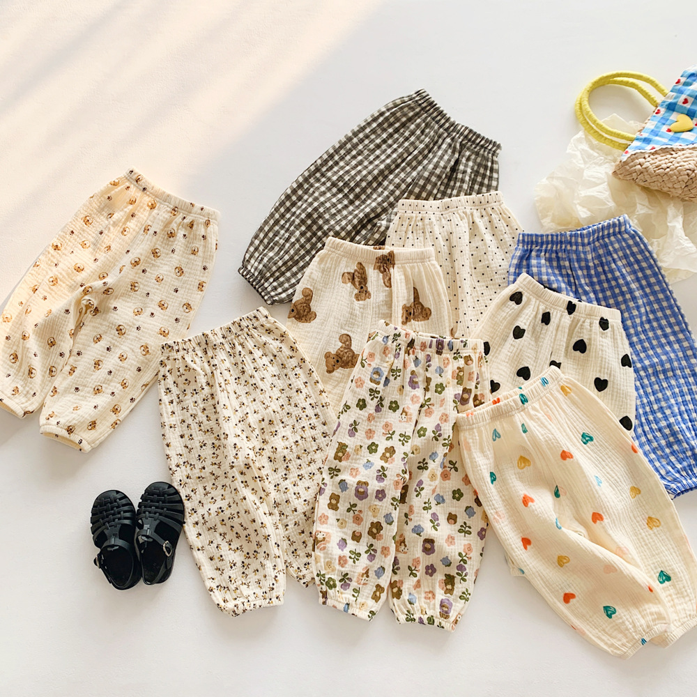 Korean-style Baby Anti-mosquito Pants 2024 Spring and Summer Thin Cotton Bloomers for Boys and Girls Loose Harlan Pants All-match Trousers