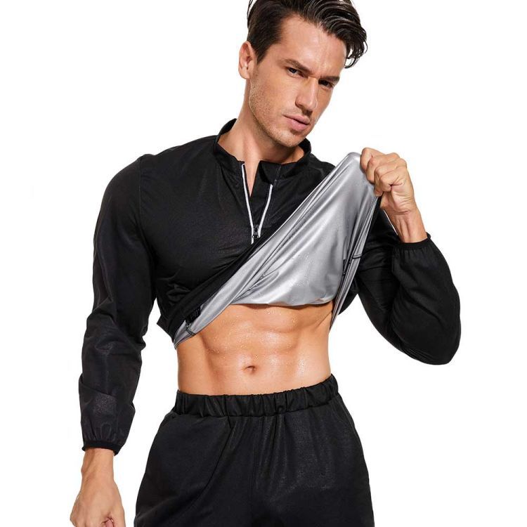 Sweat-breaking clothes men's pullover top sweat-reducing body weight-reducing sweat-breaking clothes plus size plus size sports running workout clothes sweat-wicking