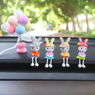 Cute Car Ornaments Rabbit Car Accessories Center Console Cake Desktop Decoration New Creative Car Accessories