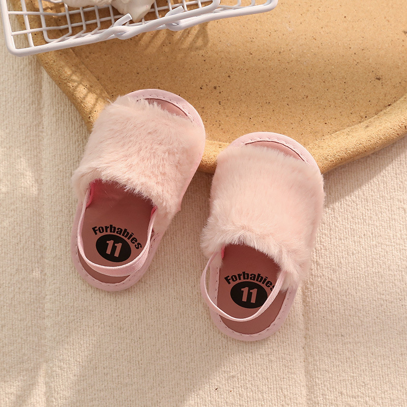 Wholesale summer plush sandals 0-1 year old baby toddler shoes soft bottom female baby princess shoes babyshoes