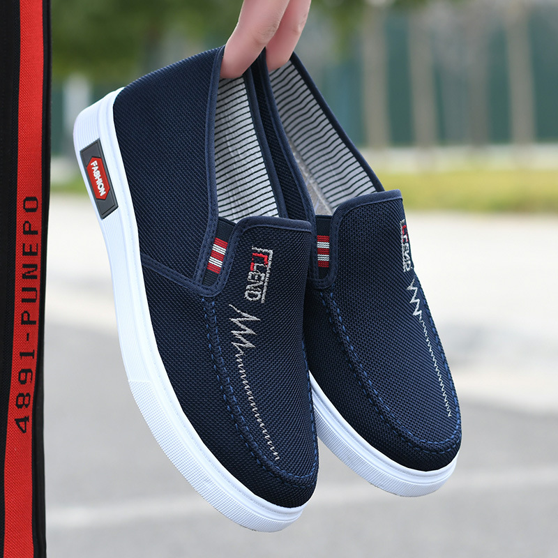 Autumn tendon sole men's slip-on canvas shoes casual low-top soft bottom student shoes
