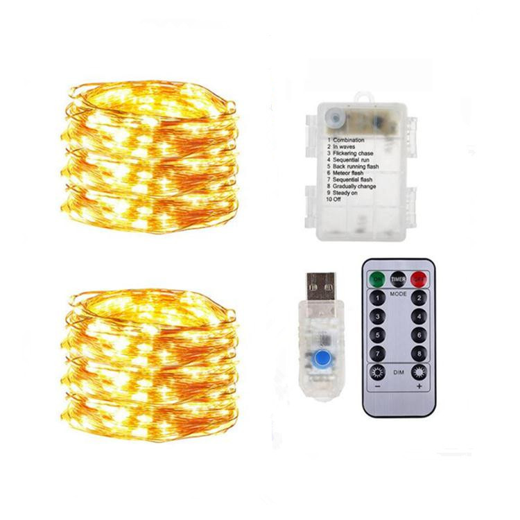 USB copper wire string light remote control waterproof battery box led copper wire light outdoor decorative string light Christmas colored light