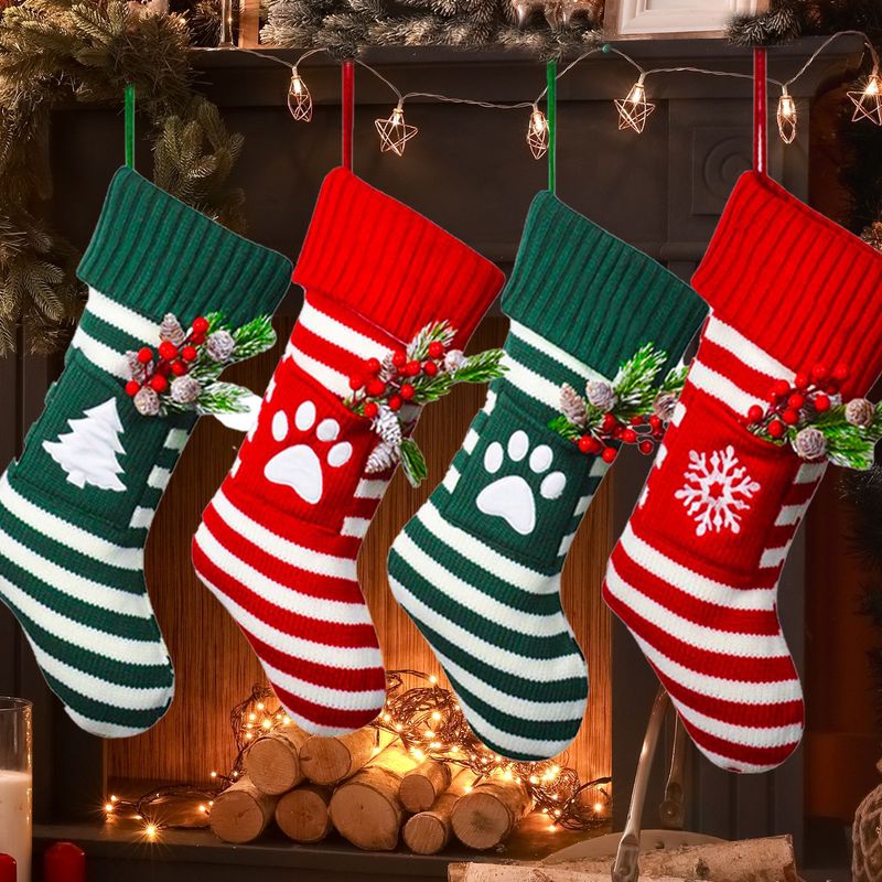 国境を越えたアマゾンの新しいクリスマスペット猫犬クリスマスニット靴下プレゼント袋クリスマス靴下クリスマスプレゼント|undefined