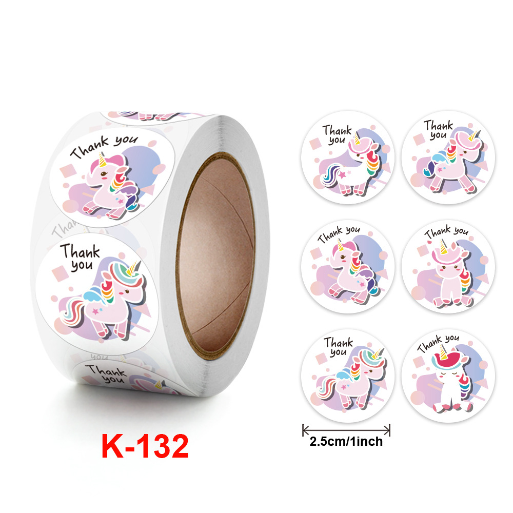 Foreign trade roll thank you sticker cute cartoon unicorn stationery gift gift decoration self-adhesive label