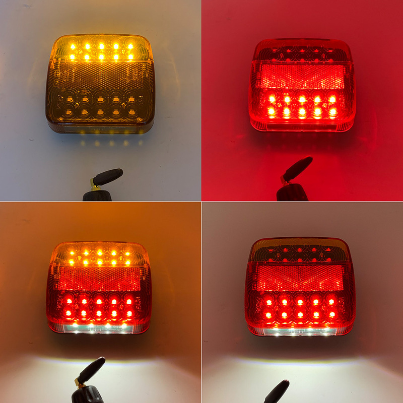 20led ワイヤレススクエア赤黄色カバーシェルトレーラートラックテールライト 12-24v ワイド圧力カーアクセサリーテールライト|undefined