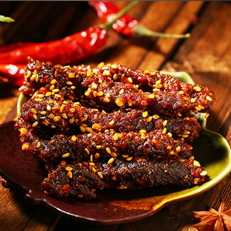 Herbal spicy beef 60g box gauge 85 packaging cooked food instant snack spicy snack snack wholesale