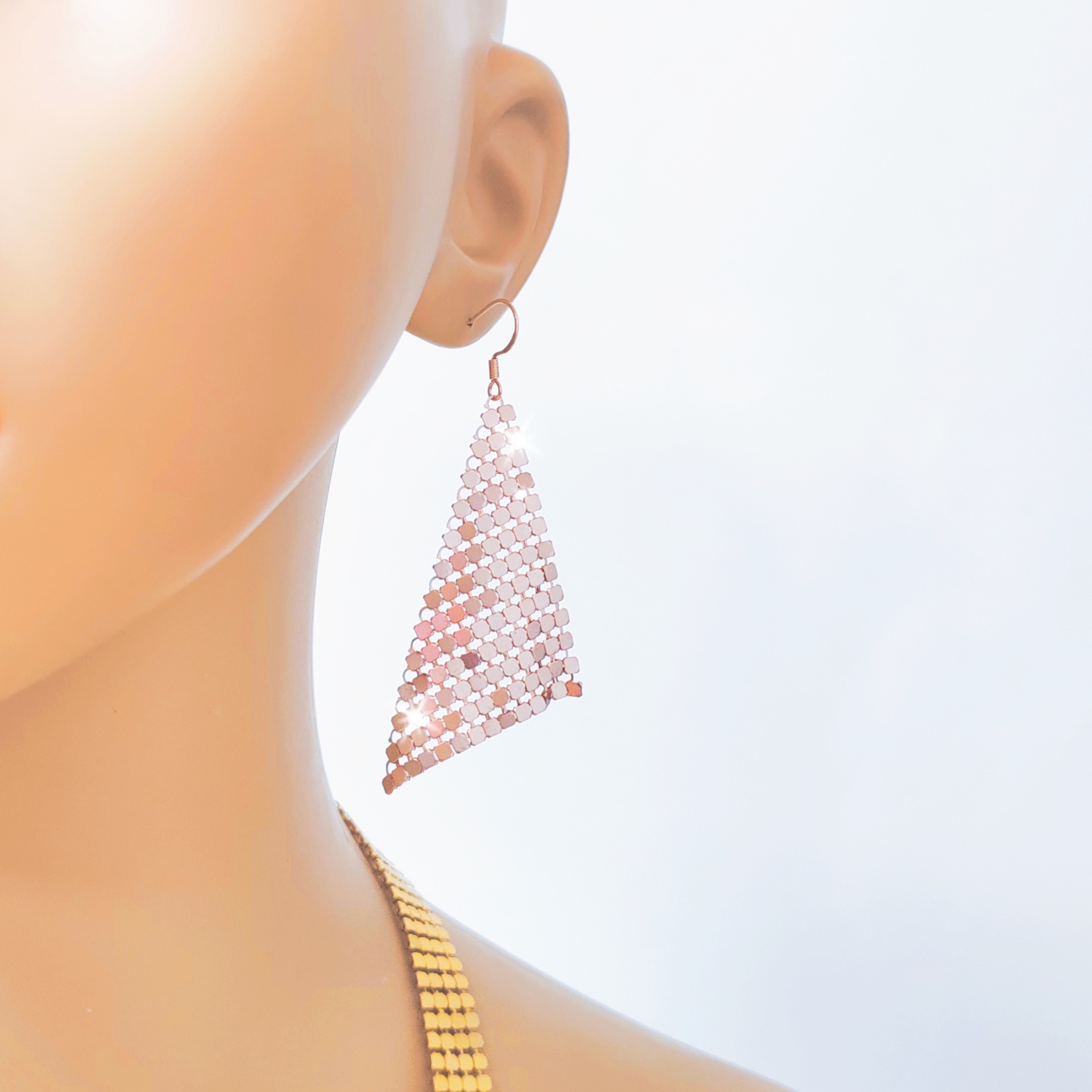 Amazon fashion all-match small triangle variable sequin earrings 925 silver needle exaggerated earrings jewelry factory wholesale
