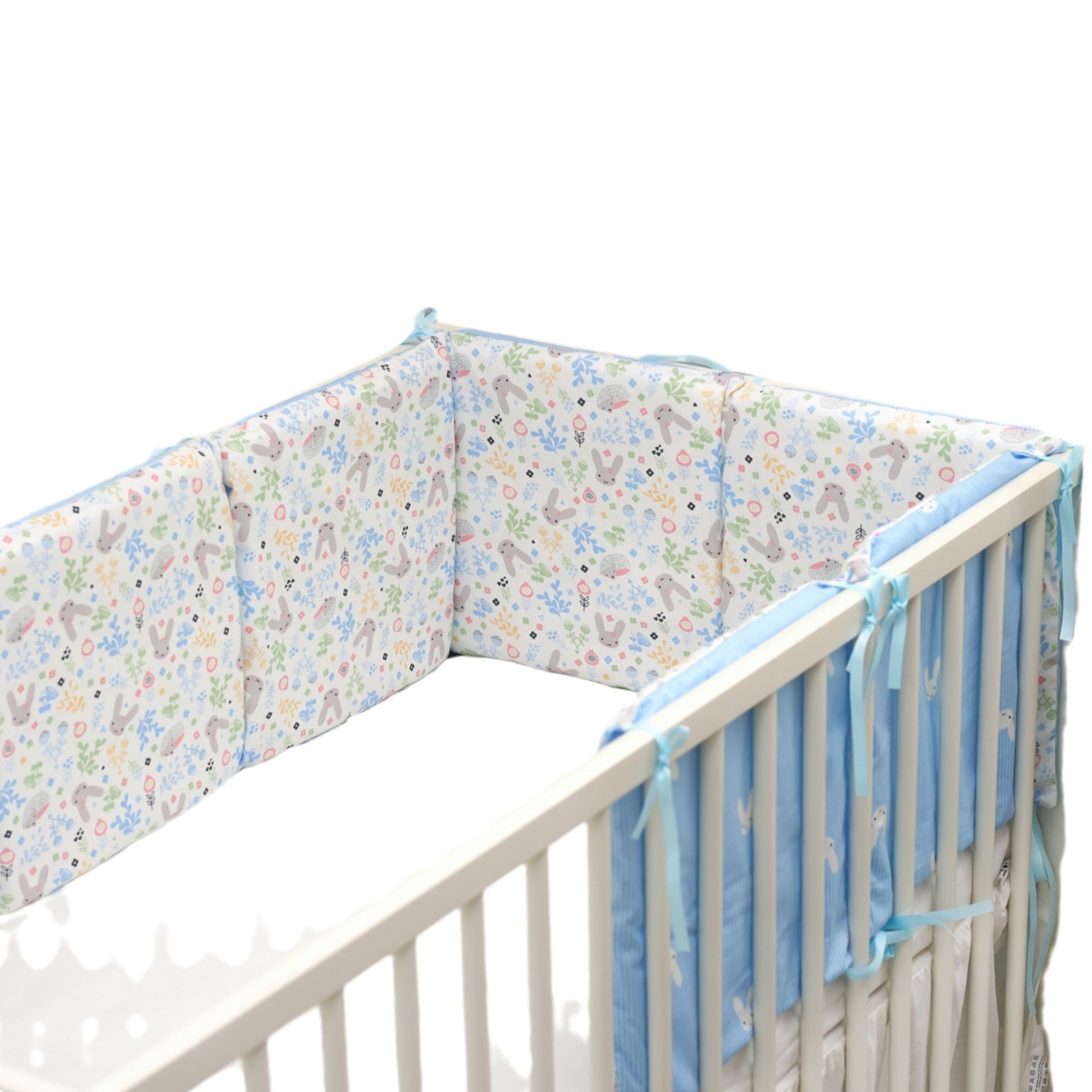Baby bed baby bedding kit cartoon cotton anti-collision guardrail blue rabbit 30*30*6 removable