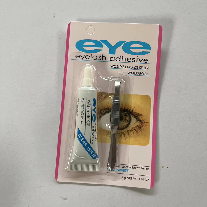 Factory wholesale eye anti-freezing false eyelash glue 7G disposable seamless quick-drying eyelash glue with tweezers