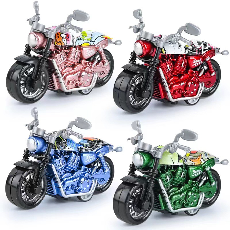 Alloy pull back motorcycle model ornaments plastic simulation racing cross-border toy key chain pendant grab machine decoration