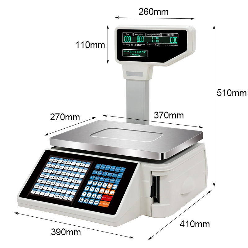 English Barcode Scale Supermarket Weighing Cashier All-in-One Barcode Label Printing Electronic Scale Arabic Russian