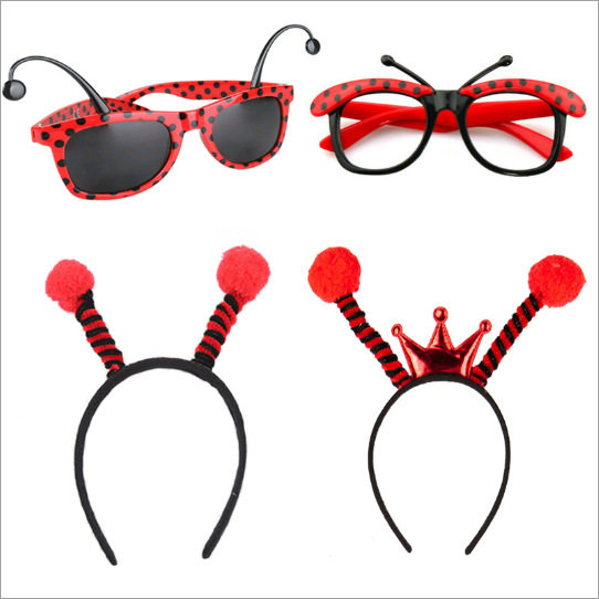 Ladybug Costume Bee Ladybug Headband Glasses Ladybug Girl Decoration Cartoon Party Props Fly Dress Up Props