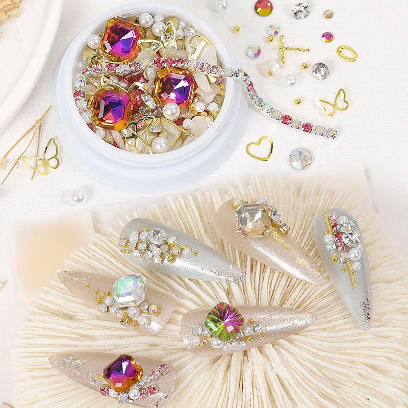 Dolphin Bay Shell Nail Diamond Pearl Ювелирные изделия Металлическая цепочка Смешанные универсальные украшения для ногтей Интернет-знаменитости В одном стиле