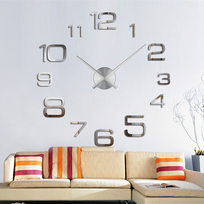 Amazon Hot Selling Second Sweeping Living Room Creative Clock European Clock Creative Wall Stickers Decorative DIY Acrylic Clock