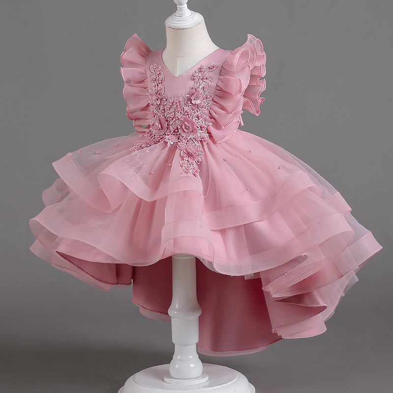Amazon princess dress children's high-end wedding show piano performance dress flower girl ball gown dress