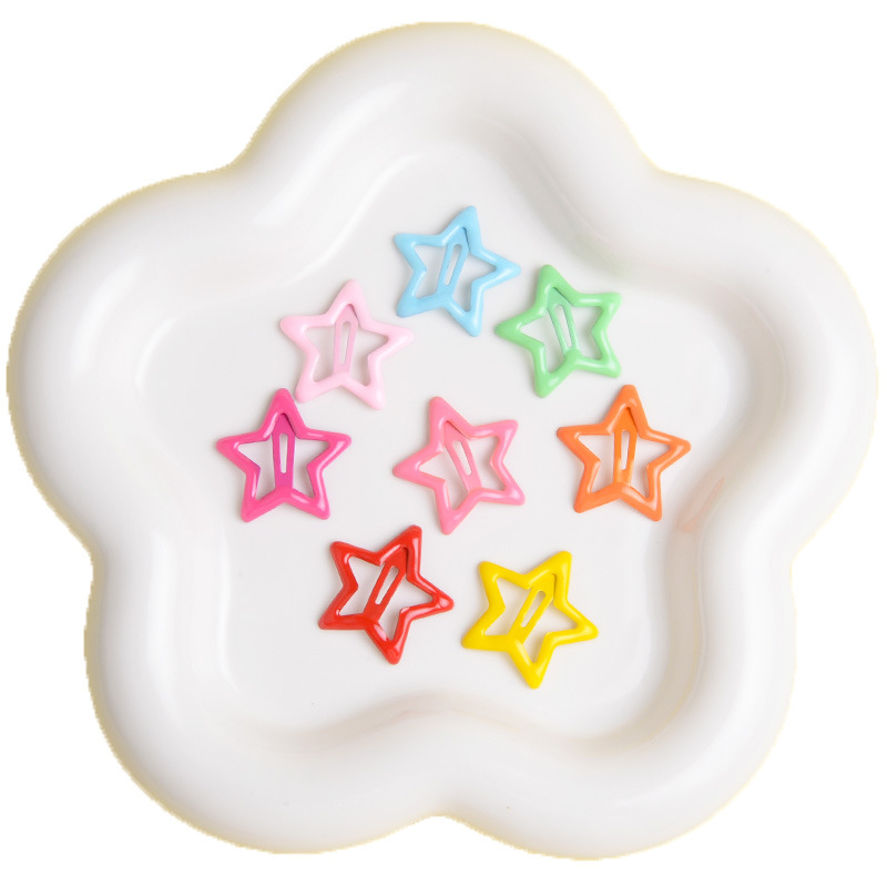 Polka dot star hairpin trumpet headdress student five-pointed star hairpin Princess broken hairpin girl BB clip color hair accessories