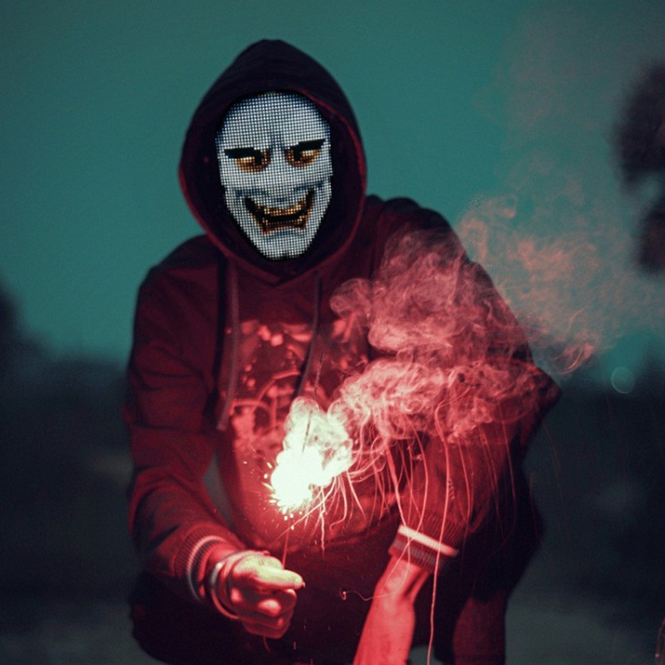 Hot sale Led luminous mask APP full color editing Halloween mask party ball decoration atmosphere 
props