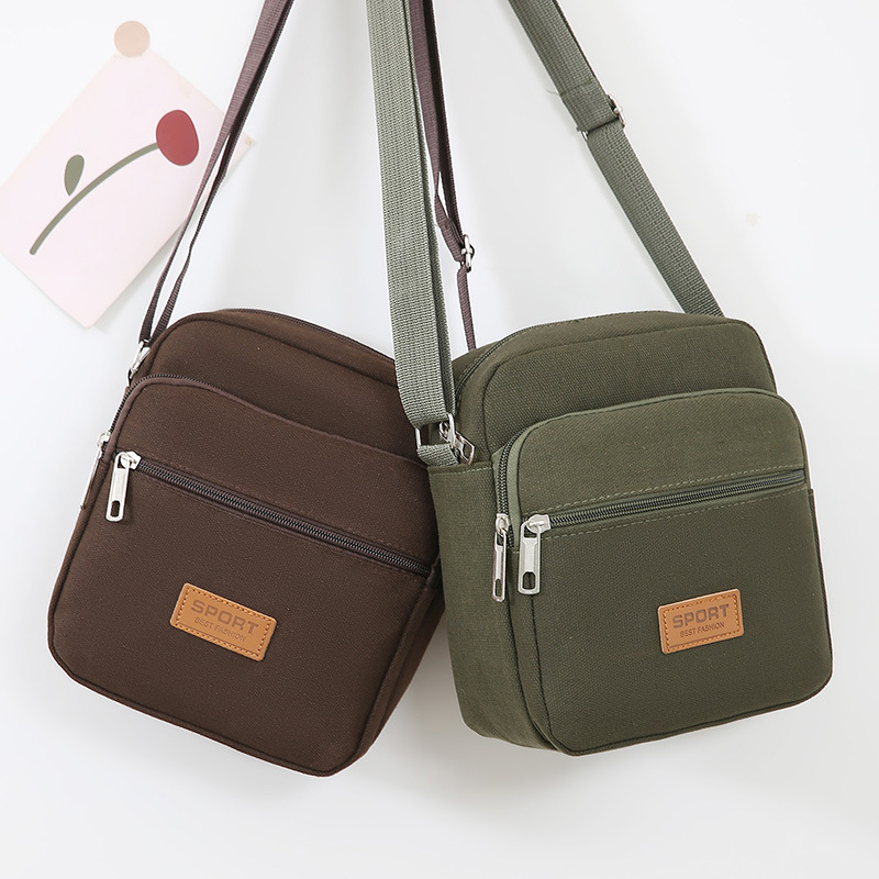 Thickened canvas bag men's and women's messenger bag casual business small bag simple shoulder money purse wholesale