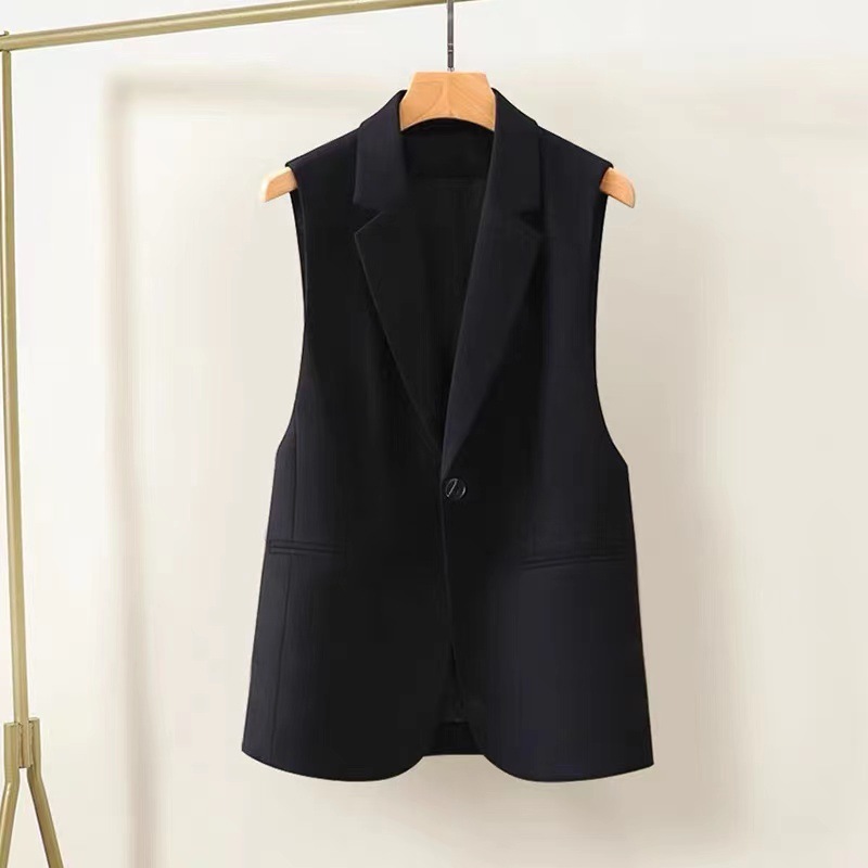 Black Sleeveless Suit Vest Women's Slim Look Jacket 2025 Spring and Autumn New High-end Waistcoat Vest Women's Vest
