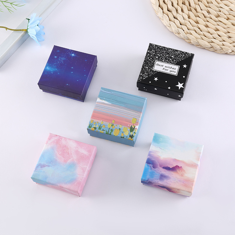 Wholesale New gradient color necklace ring earrings bracelet heaven and earth cover packaging box gift box jewelry box