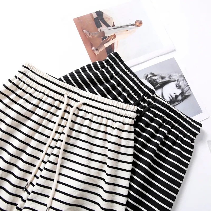 2023 New Arrival Striped Wide-leg Pants Women's Casual Style Pants Instagram Style Trendy All-match Women's High Waist Slim Look Zebra Pattern Casual