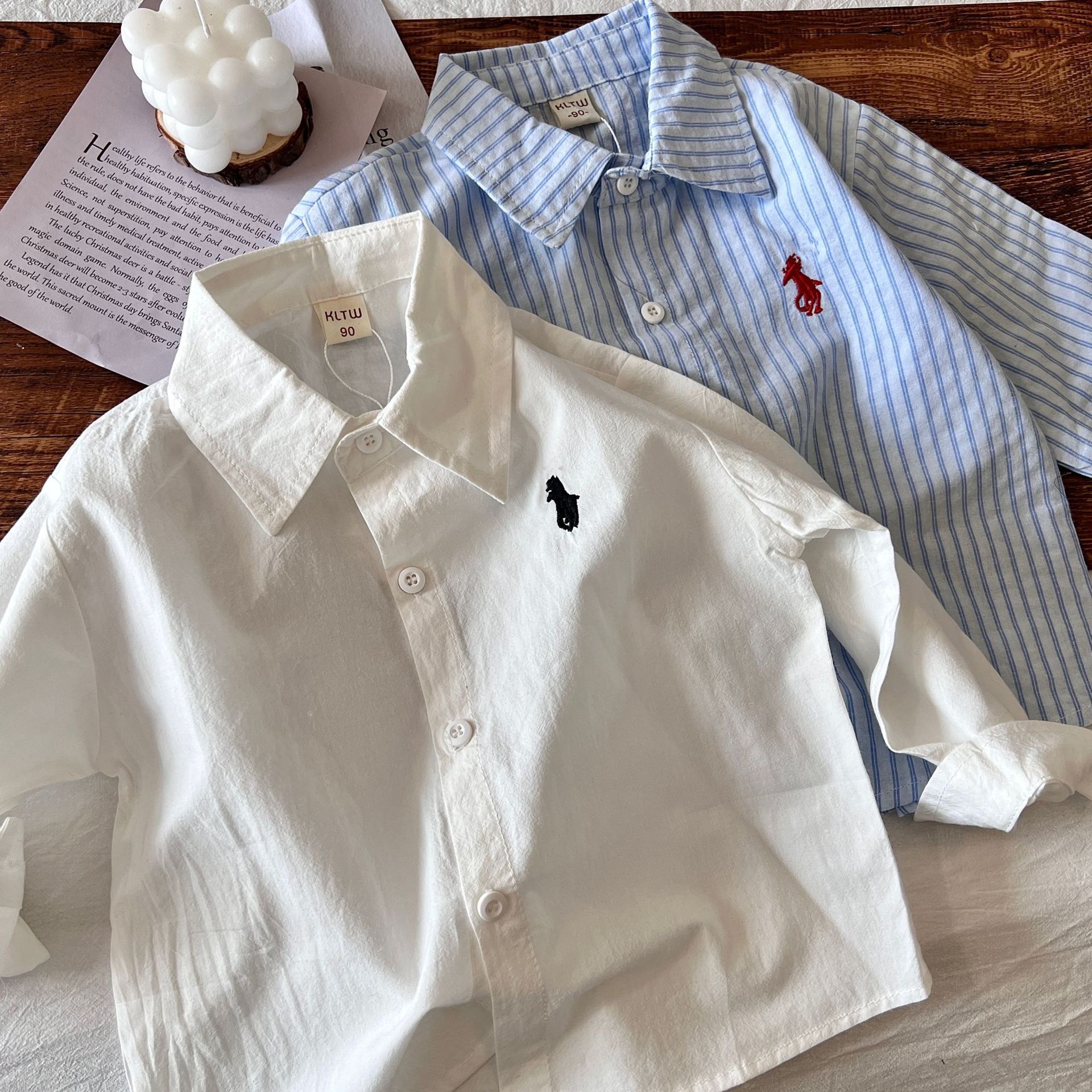Children's Plaid Shirt 2023 Spring New Boys' Top Baby Solid Color Shirt Women's Base Sun Protection Trendy