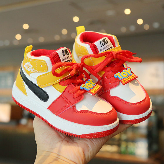 Children's Sneakers 2024 Spring Boys Casual Board Shoes High-top Non-slip Girls' Basketball Shoes Soft-soled Baby Shoes