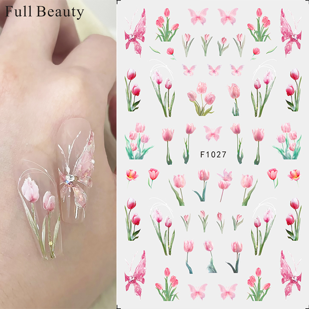 Spring Floral Nail Stickers for Nail Art Decoration_voghion.com