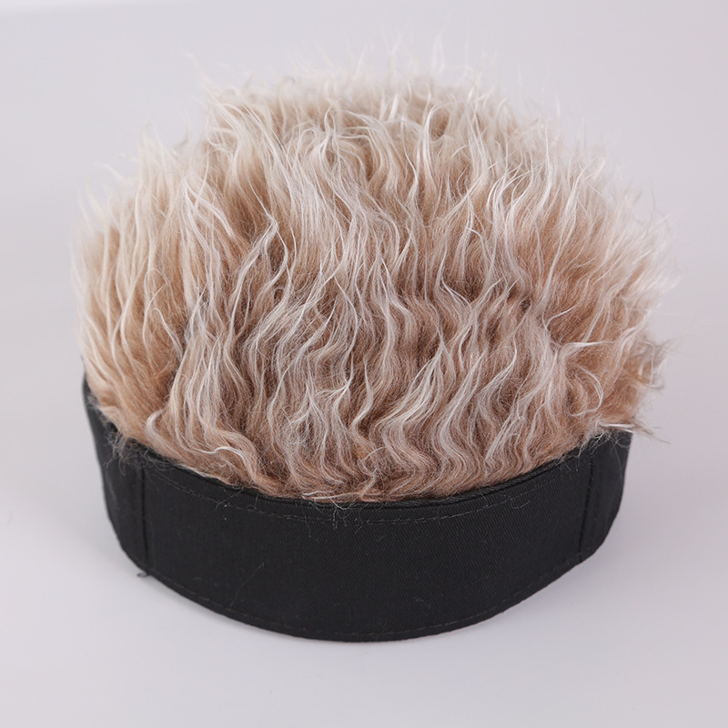 Hip-hop simulation wig hat autumn and winter wig landlord hat funny short hair hat melon skin hat cross-border supply wholesale
