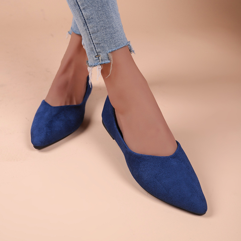 Foreign trade plus size pointed toe shallow mouth single-layer shoes for women 2023 spring and summer new casual flat soft bottom all-match single-layer shoes wholesale
