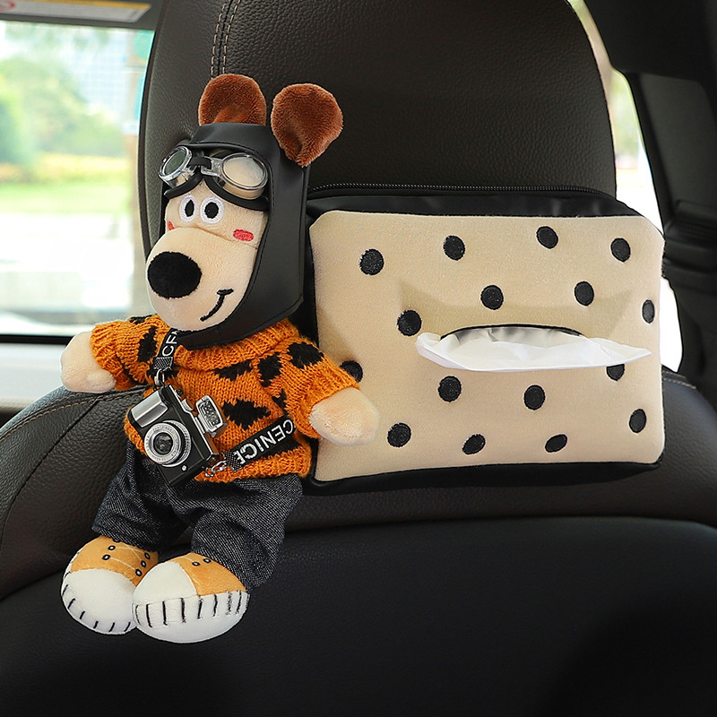 Car tissue box hanging creative car seat back tissue box cartoon cute car decoration supplies