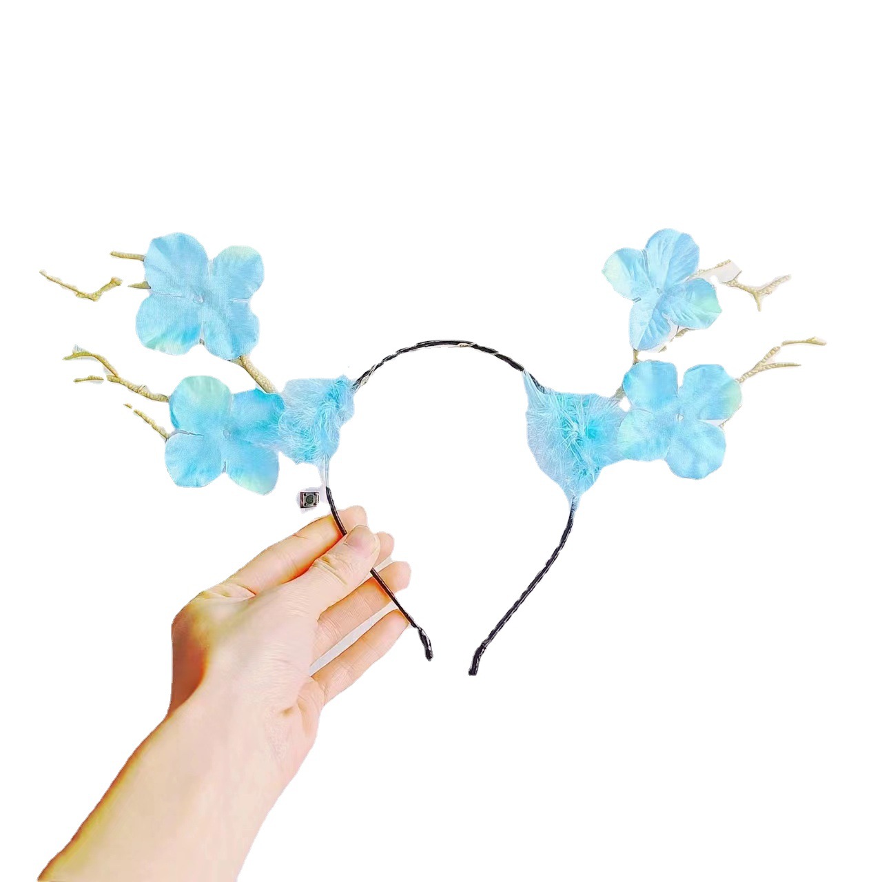 Stall New luminous headband large plum feather antler hair accessories Christmas headband stall luminous toys wholesale
