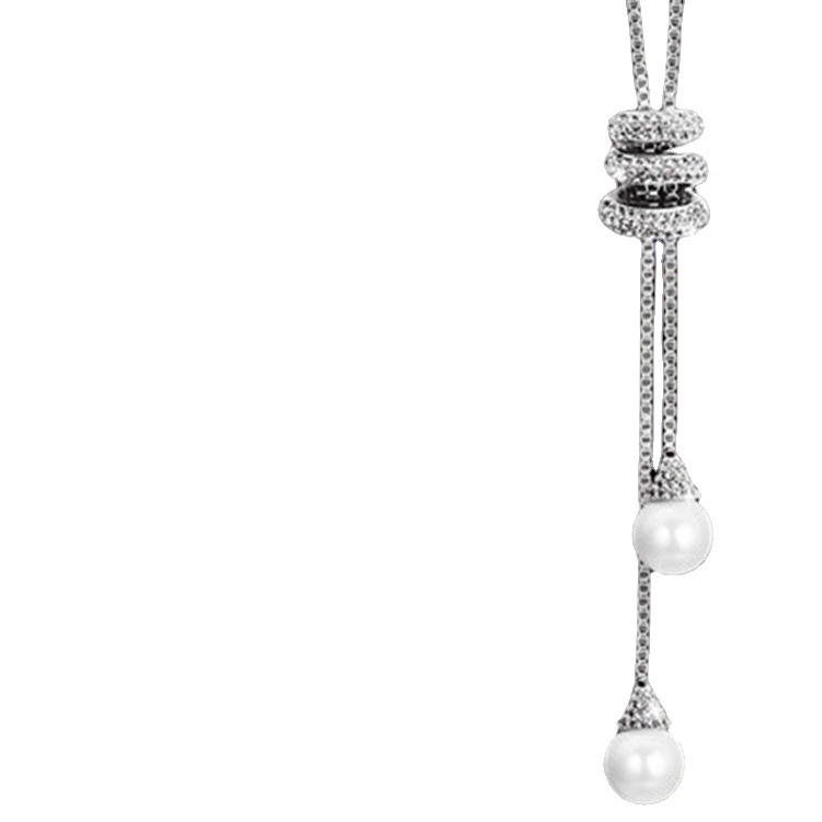 Korean version of the new fashion jewelry sweater chain wholesale all-match high-grade crystal Pearl tassel necklace female pendant