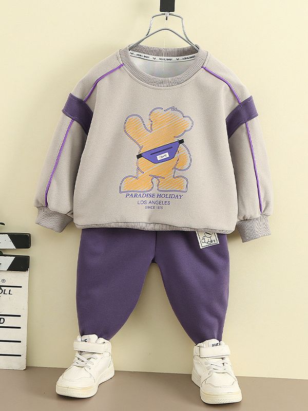 4236 boys' Autumn Sweater suit 2023 new children's sports clothes spring and autumn fashionable baby boys' fried Street