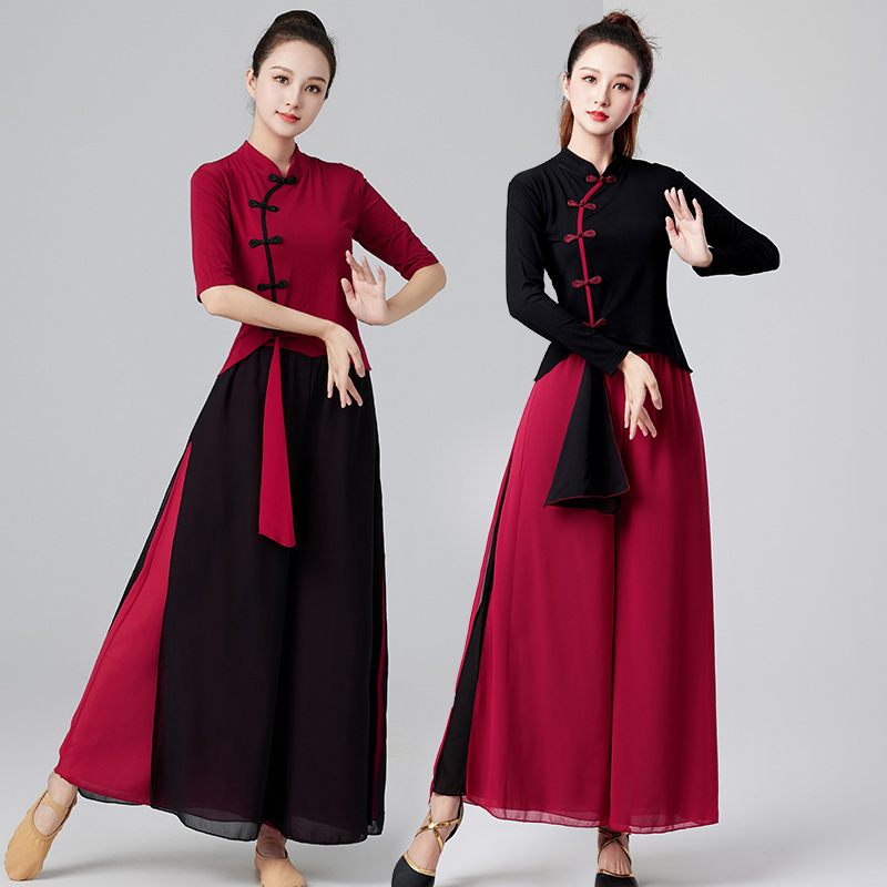 2304 New Square Dance Costume suit Odale Pipa Medium Long Sleeve Dance Clothes Chiffon Dance Practice Clothes