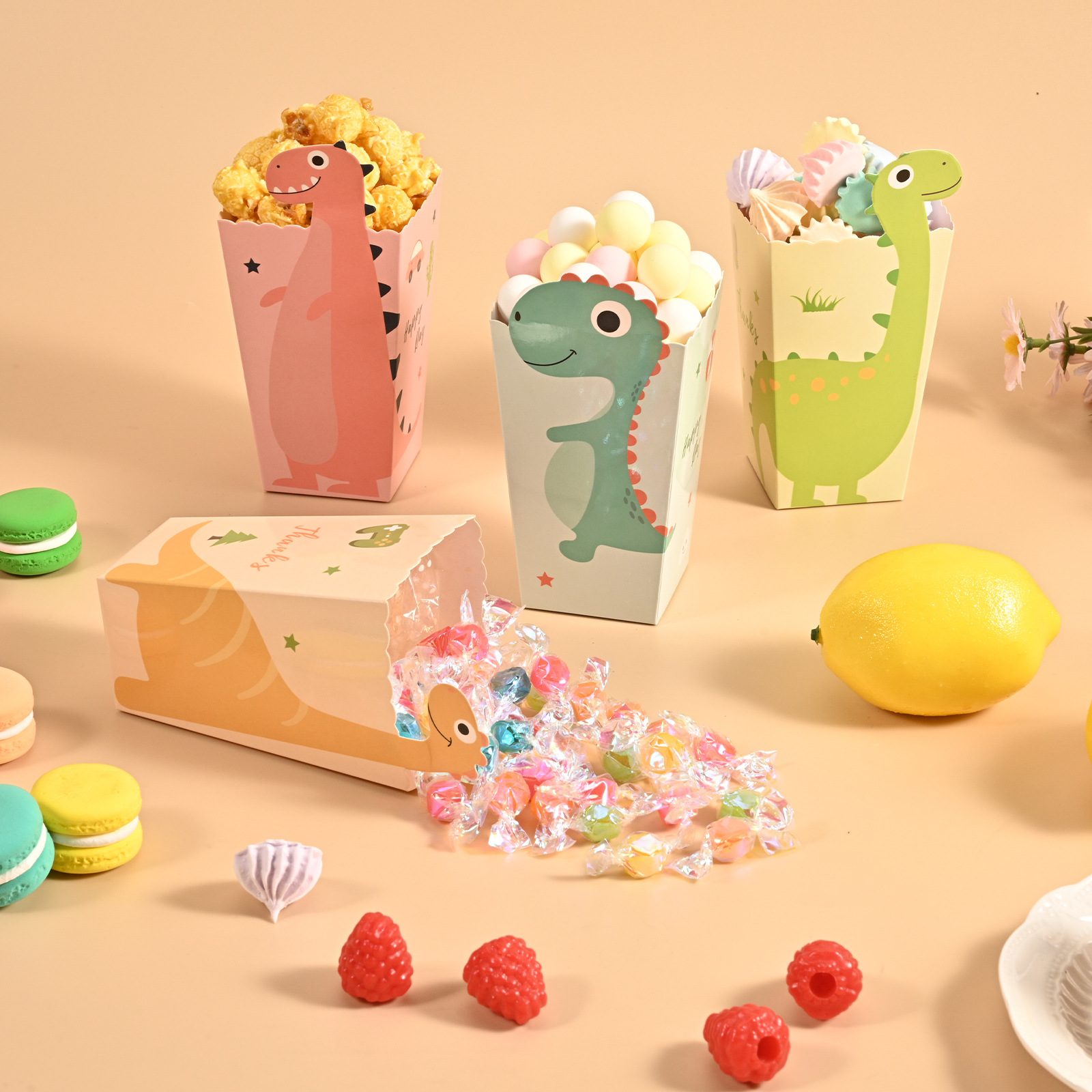 New creative dinosaur popcorn box French fries fried chicken packing box food packing box four mixed 12/piece