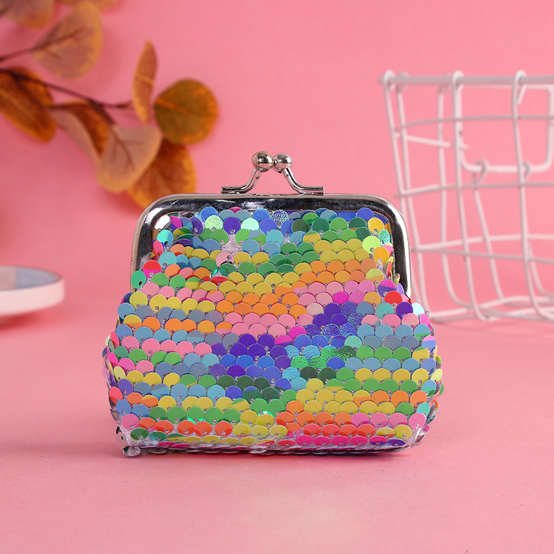 New double-sided colorful sequins coin purse coin bag iron buckle clip bag 3 inch clip bag multi-color optional