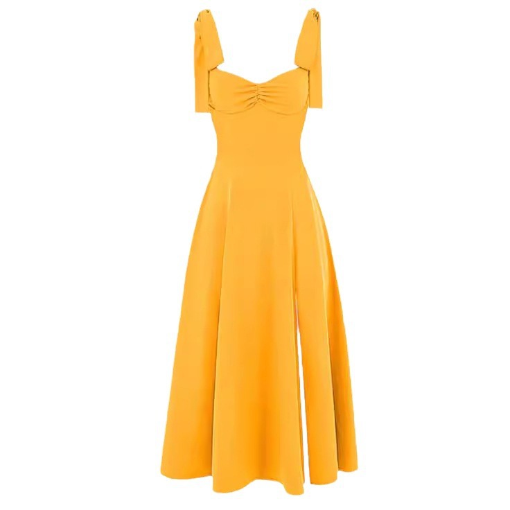 house of cb European and American sexy strap printed lace-up irregular A- line dress-with lining