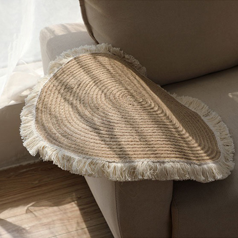 Nordic Cotton Rope Tassel Mat Balcony Cotton Linen Grab Week Carpet Homestay Floor Shop Coffee Table Round Bedroom Japanese Style