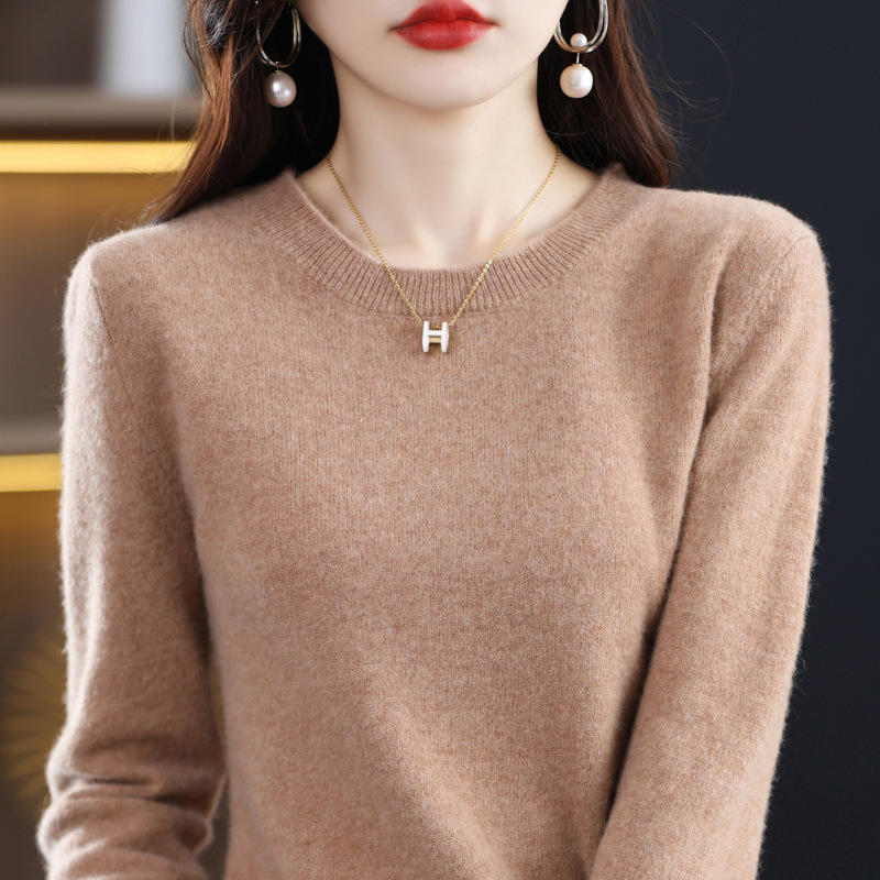 Woolen Sweater Women's New Round Neck Sweater Pullover Sweater Inner Loose Base Sweater Top Women's Casual All-match