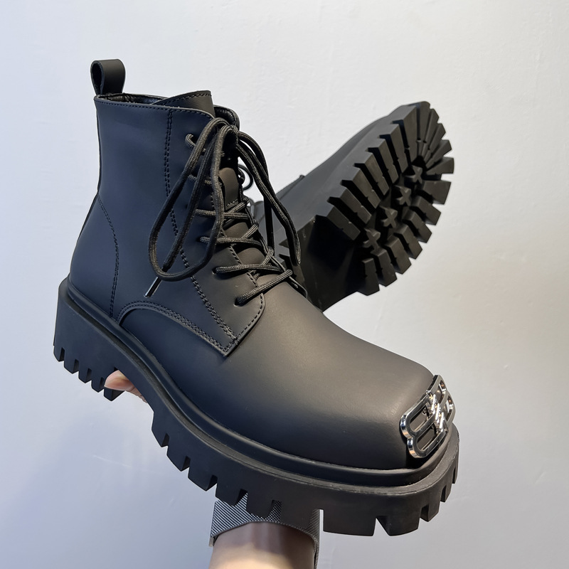 Martin boots men's 2023 new high-top British style thick bottom height increasing leather shoes Spring and Autumn Mid-top boots 20788-A