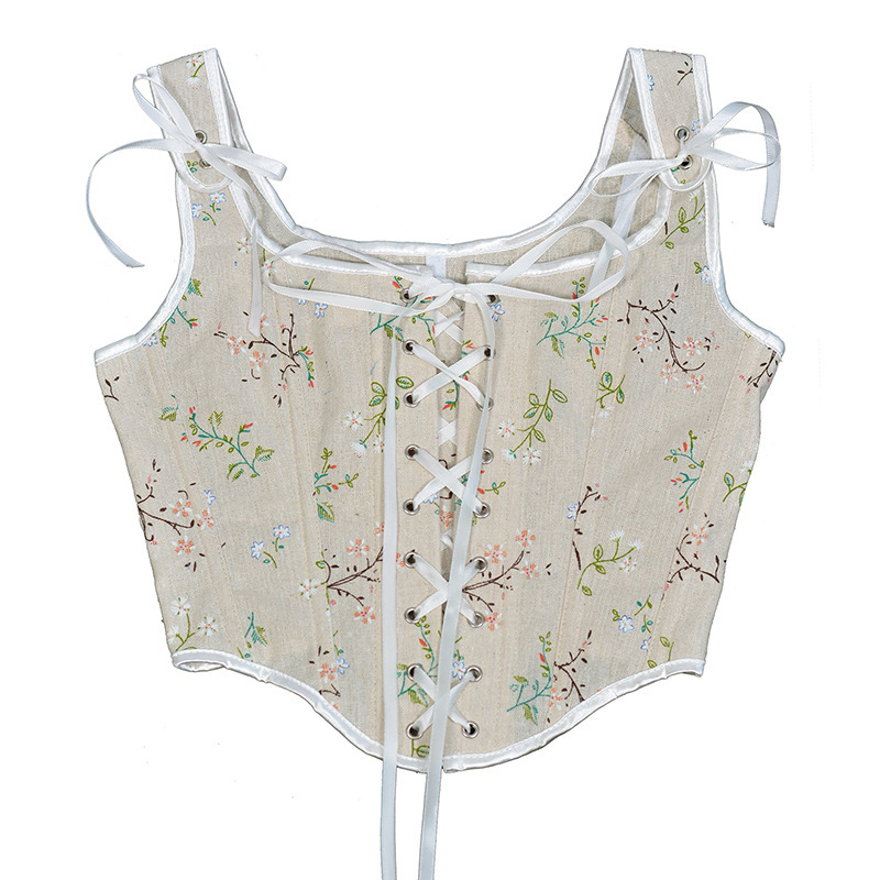 21639フランスの小さな砕花は魚の骨の胸の服の短いチョッキのbustier cropの早春の新型を持ちます。|undefined