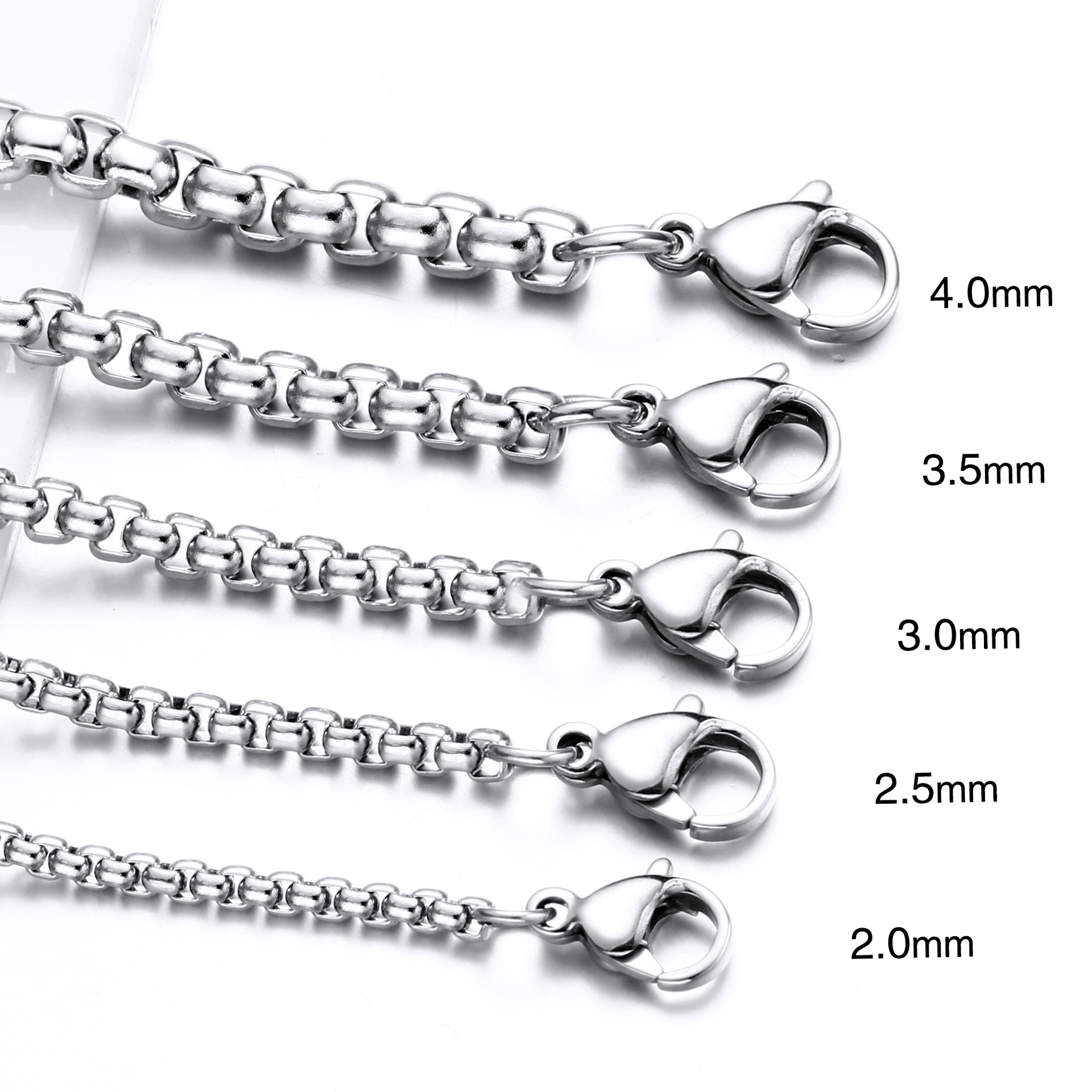 Square Pearl Chain Titanium Steel Men's Necklace 304 Stainless Steel Chain 18K Gold Women's Necklace Furnace Vacuum Plating Black