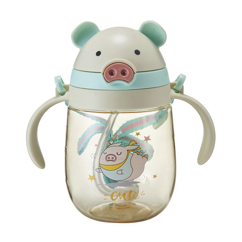 Children's Straw Cup Baby's Water Cup Leak-proof and Choke-proof Learning Drinking Cup with Handle Children's Water Cup Kindergarten Kettle