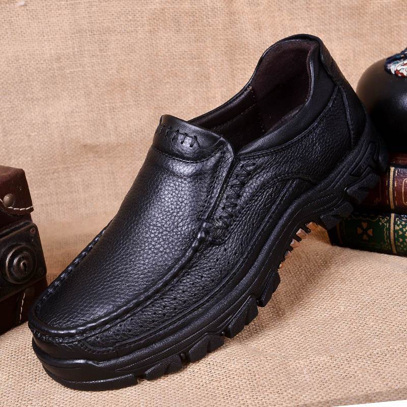 Cross-Border Men's shoes business casual leather shoes men's soft bottom non-slip platform dad shoes versatile middle-aged and elderly large size shoes