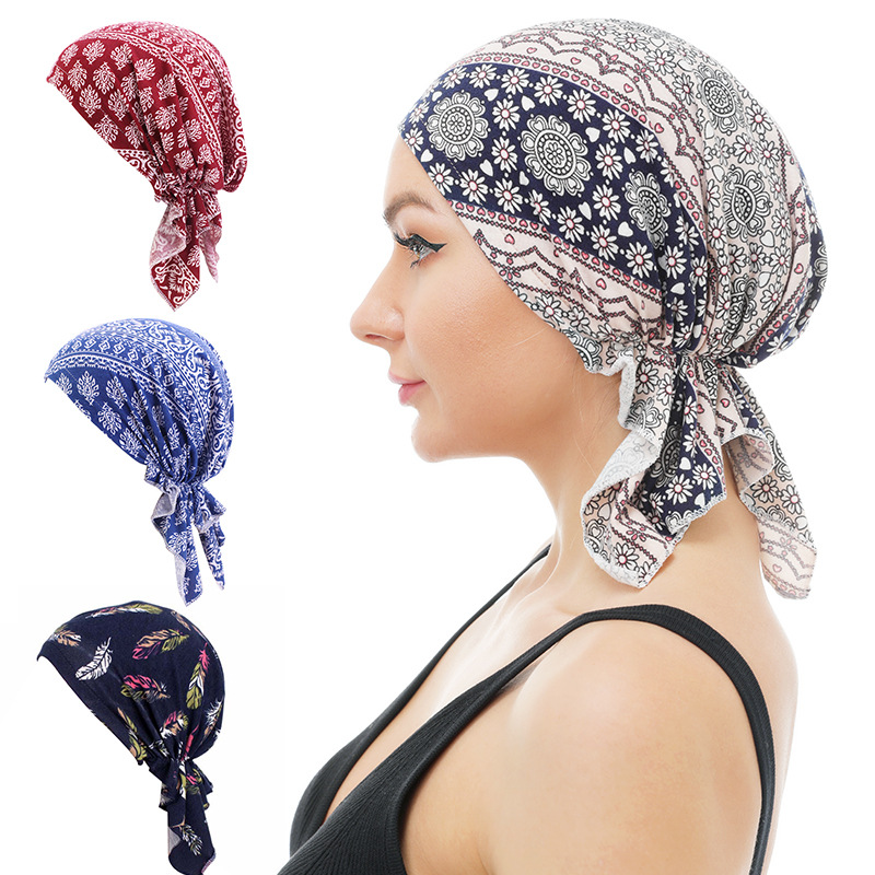 Amazon High Quality Supply Stretch Cloth Triangle Pirate Hat Ethnic Bag Turban Braid Hat TJM-277