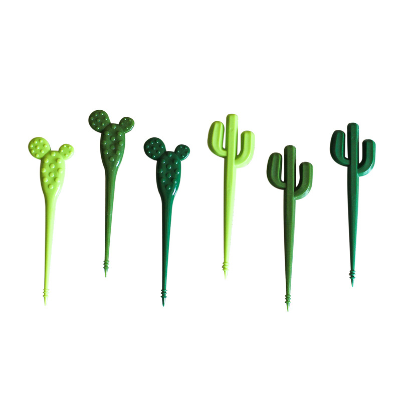 Creative Cartoon Plastic Cactus Fruit Fork Children's Bento Decorative Fruit Stick Cute Cake Snack Small Fork