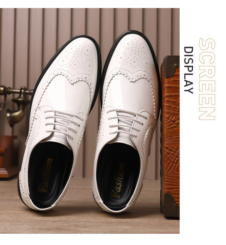 Spring New Bullock Carved Leather Shoes Patent Leather Gloss British Large Size Leather Shoes Studio Model Shoes for Groom Shoes_voghion.com