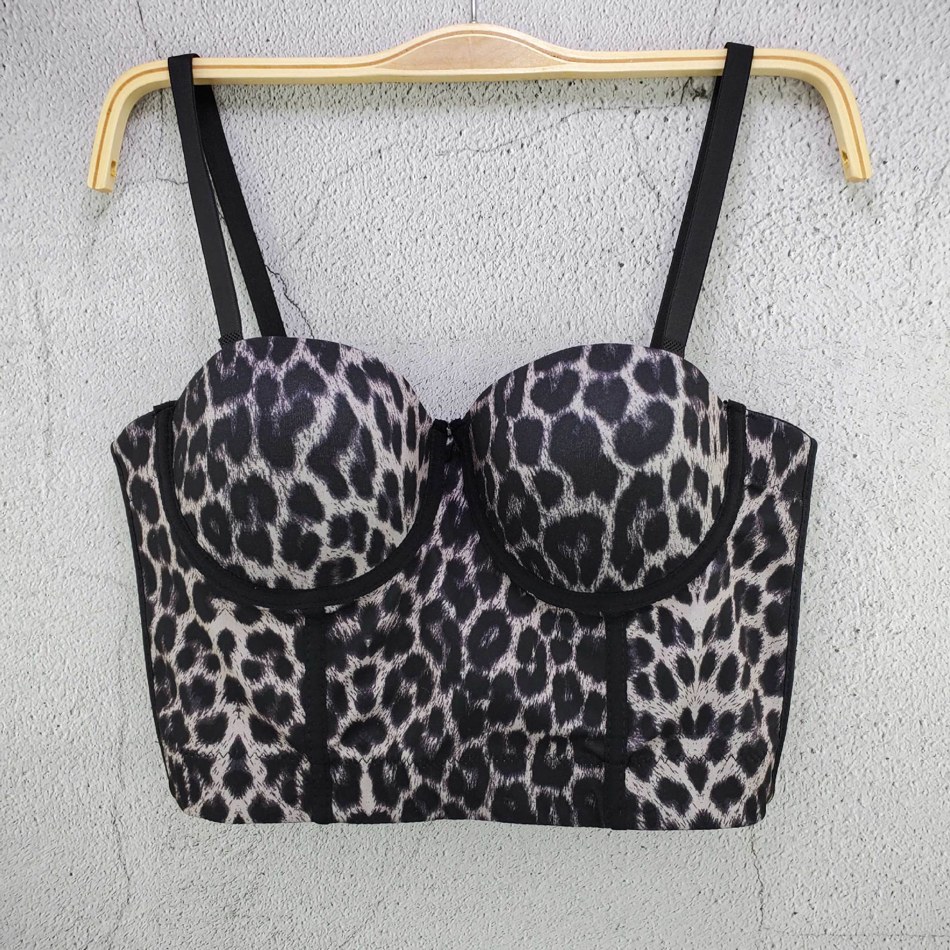 New Design Sense Outer Wear Small Camisole Summer Retro Leopard Print Short European and American Temperament Character Top for Women