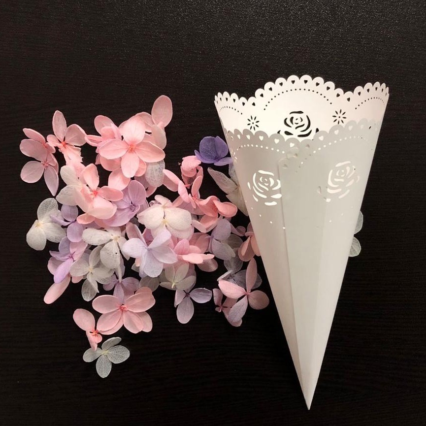 Export Amazon wedding celebration laser hollow confetti flower rose flower cone lace paper flower tube spot